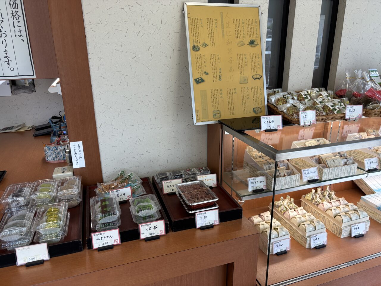 和菓子の商品棚