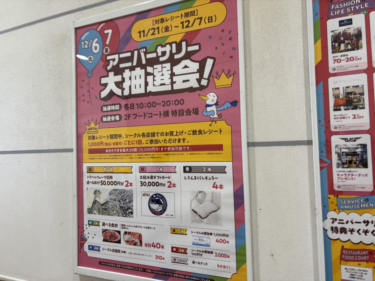 アニバーサリー大抽選会の案内