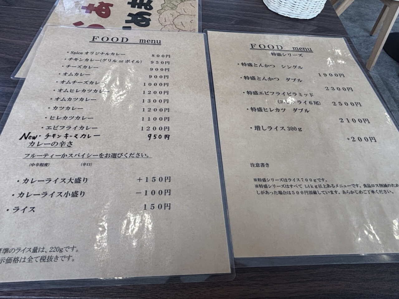 メニュー表